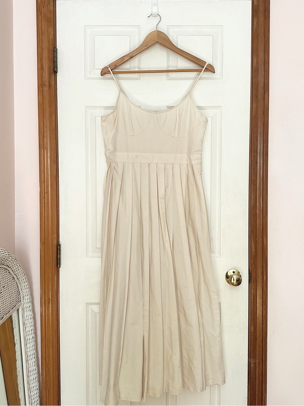 Target Future Collective Reese Blustein Cream Spaghetti-Strap Pleated Maxi Dress